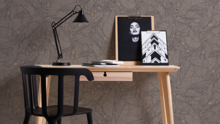 Vinyl wallpaper grey modern flowers & nature Linen Style 334