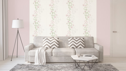 Vinyl wallpaper Blooming A.S. Création Vintage White Green Pink 661