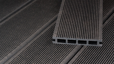 planeo ECO-Line WPC decking board hollow chamber dark grey 4m - smooth/grooved