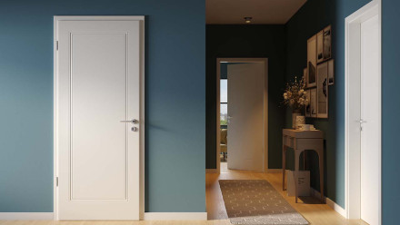 planeo interior door lacquer 2.0 - Arno 9010 white lacquer 1985 x 735 mm DIN L - round RSP hinge 3-t