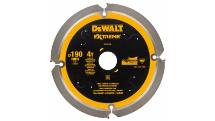 DeWalt Diamond Circular Saw Blade PCD 190mm 4 Teeth - 30mm Shank