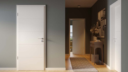 planeo Lacquer interior door Lacquer 2.0 - Kinga 9016 White lacquer 1985 x 735 mm DIN L - Round RSP hinge 3-t