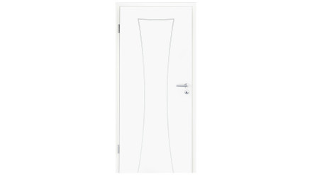 planeo interior door lacquer 2.0 - Kuno 9010 white lacquer 2110 x 610 mm DIN L - round RSP hinge 3-t