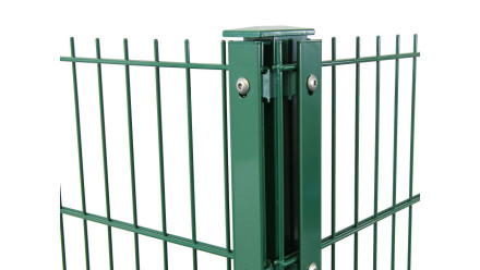 Corner post type F moss green for double bar fence