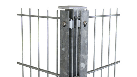 Corner post type F Hot-dip galvanised for double bar fence