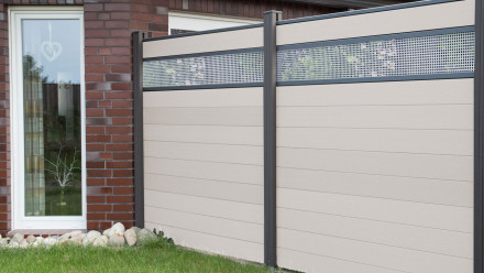 planeo Solid - garden fence design panel Alu30 BiColor white