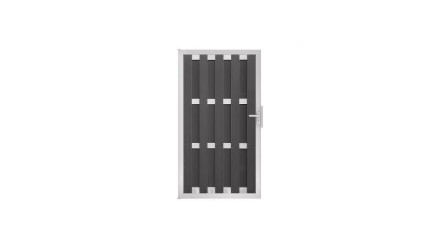 planeo prefabricated fence gate DIN left anthracite 100 x 180 x 4.0cm - frame silver
