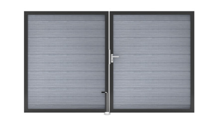 planeo Solid - universal door 2-leaf stone grey co-extruded with anthracite aluminium frame