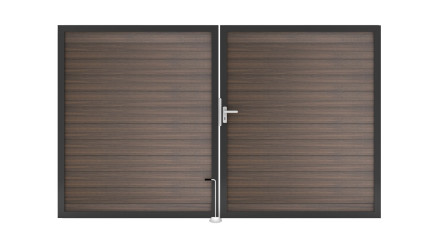 planeo Solid - universal door 2-leaf walnut co-extruded with anthracite aluminium frame