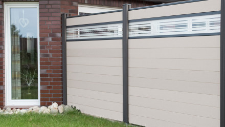 planeo Solid - garden fence design panel Glas30 BiColor White