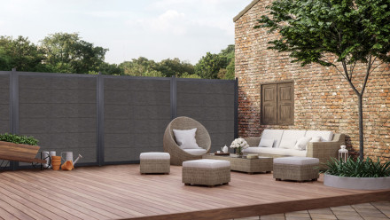 planeo Viento - garden fence square anthracite grey with aluminium frame in anthracite