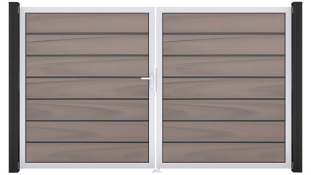 planeo Gardence Premium BPC door - DIN left 2-leaf Bi-Color co-ex with silver aluminium frame