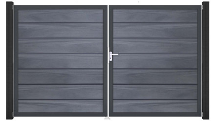 planeo Gardence Premium BPC door - DIN right 2-leaf stone grey co-ex with anthracite aluminium frame