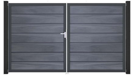 planeo Gardence Premium BPC door - DIN left 2-leaf stone grey co-ex with anthracite aluminium frame