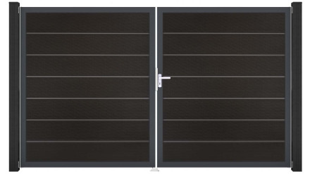 planeo Gardence Premium BPC door - DIN right 2-leaf black co-ex with anthracite aluminium frame