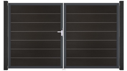planeo Gardence Premium BPC door - DIN Left 2-leaf Black co-ex with anthracite aluminium frame