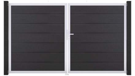 planeo Gardence Grande BPC door - DIN right 2-leaf anthracite grey with silver aluminium frame