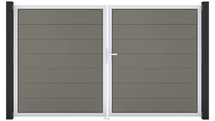 planeo Gardence Grande BPC door - DIN right 2-leaf grey with silver aluminium frame