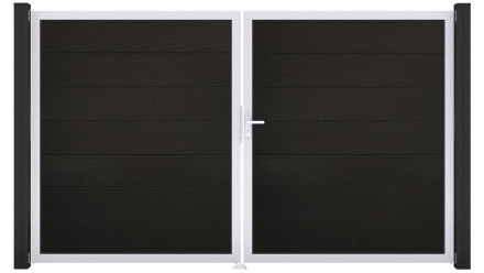 planeo Gardence Grande BPC door - DIN right 2-leaf black co-ex with silver aluminium frame