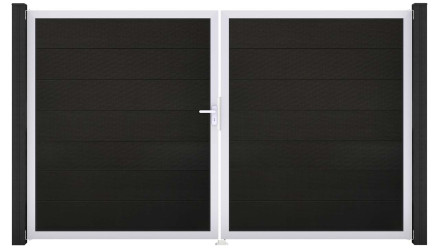 planeo Gardence Grande BPC door - DIN Left 2-leaf Black co-ex with silver aluminium frame