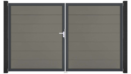 planeo Gardence Grande BPC door - DIN left 2-leaf grey with anthracite aluminium frame