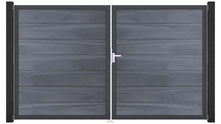 planeo Gardence Grande BPC door - DIN right 2-leaf stone grey co-ex with anthracite aluminium frame