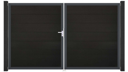 planeo Gardence Grande BPC door - DIN Left 2-leaf Black co-ex with anthracite aluminium frame