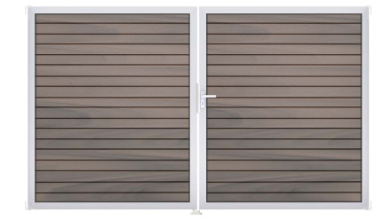 planeo Gardence Rhombus door - DIN right 2-leaf Bi-Color co-ex with silver aluminium frame