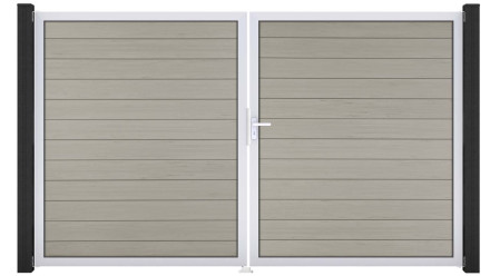 planeo Gardence BPC door - DIN right 2-leaf Bi-Color Sand with silver aluminium frame