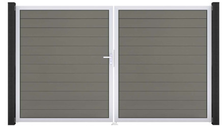 planeo Gardence BPC door - DIN left 2-leaf grey with silver aluminium frame