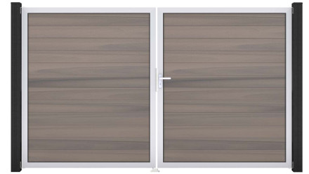 planeo Gardence BPC door - DIN right 2-leaf Bi-Color co-ex with silver aluminium frame
