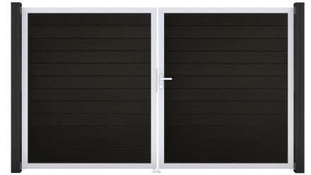 planeo Gardence BPC door - DIN right 2-leaf black co-ex with silver aluminium frame