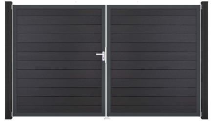 planeo Gardence BPC door - DIN left 2-leaf anthracite grey with anthracite aluminium frame