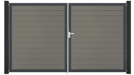 planeo Gardence BPC door - DIN right 2-leaf grey with anthracite aluminium frame