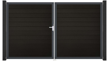 planeo Gardence BPC door - DIN left 2-leaf black co-ex with anthracite aluminium frame