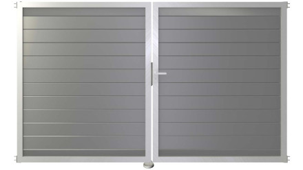 planeo Gardence aluminium door - DIN right 2-leaf silver grey with silver aluminium frame
