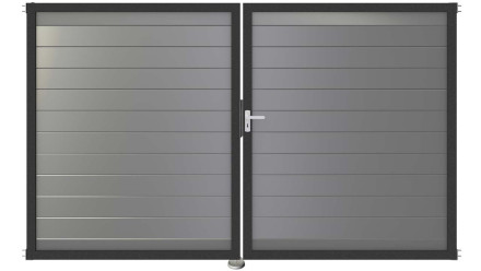 planeo Gardence aluminium door - DIN right 2-leaf silver grey with anthracite aluminium frame