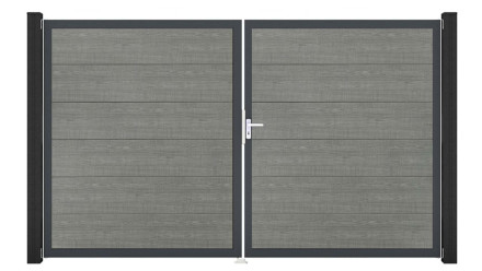 planeo Gardence PVC door - DIN right 2-leaf Grey Ash Cut with anthracite aluminium frame