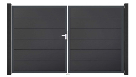 planeo Gardence PVC door - DIN left 2-leaf anthracite with anthracite aluminium frame