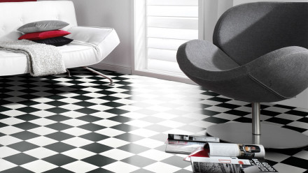 Gerflor PVC floor - CLEVER/FOCUS DAMIER BLACK & WHITE - 0115
