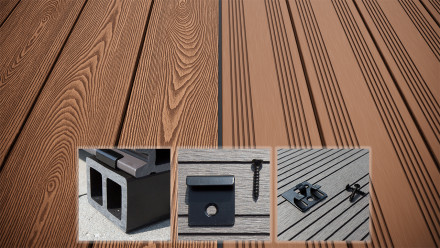 planeo SolidWood WPC decking complete set solid plank - light brown French/textured