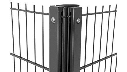 Privacy corner post type WSP anthracite for double bar fence