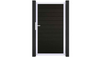 planeo Solid - garden fence universal gate black co-ex with anthracite aluminium frame 150x180x4cm