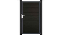 planeo Solid - garden fence universal gate black co-ex with anthracite aluminium frame 100x180x4cm