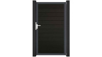 planeo Solid - garden fence universal gate black co-ex with silver aluminium frame 100x180x4cm
