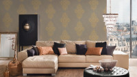 Textile wallpaper Luxury wallPaper Ornaments Architects Paper Beige Metallic 0 453