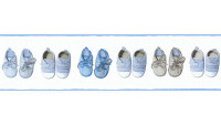 Non-woven wallpaper Little Stars A.S. Création children's wallpaper border baby shoes blue 642