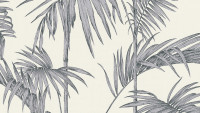 Metropolitan Stories Lola vinyl wallpaper - Paris Livingwalls Modern Palm Leaves Grey Metallic White 192