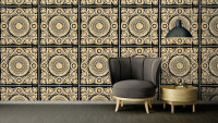 Vinyl wallpaper black country modern classic ornaments pictures flowers & nature Versace 4 553