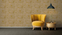 vinyl wallpaper yellow vintage flowers & nature sumatra 767
